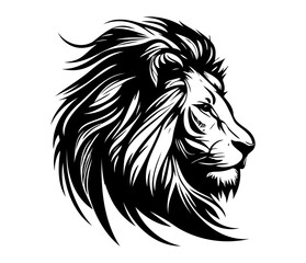 Lion Face, Silhouettes Lion Face SVG, black and white Lion vector