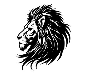 Lion Face, Silhouettes Lion Face SVG, black and white Lion vector