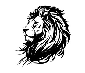 Lion Face, Silhouettes Lion Face SVG, black and white Lion vector