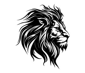 Lion Face, Silhouettes Lion Face SVG, black and white Lion vector