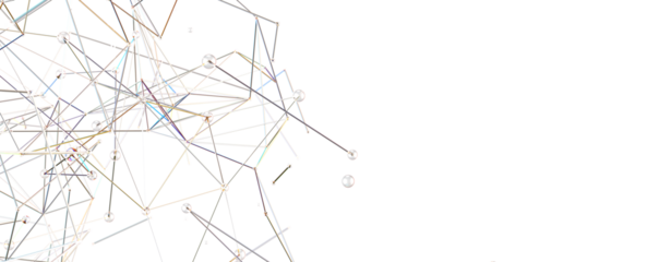 Big data visualization. Network connection structure with chaotic distribution of points and lines. 3D rendering.