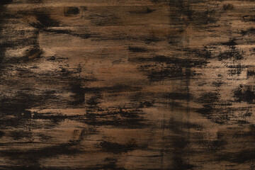 Rustic Brown Weathered Wood Grain. Wooden textured board, painted with black broad wide strokes