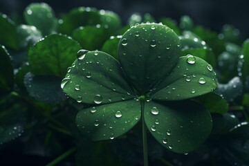 Fresh juicy St. Patrick's clover created with generative ai technology