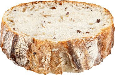 Wholegrain rye bread slice isolated on white background
