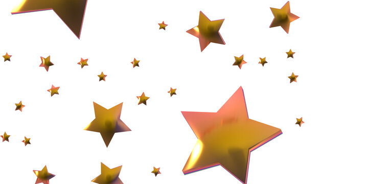 XMAS Stars - Holiday golden decoration, glitter frame isolated - 3D PNG