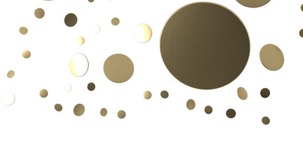 Golden confetti falling down isolated on transparent background.