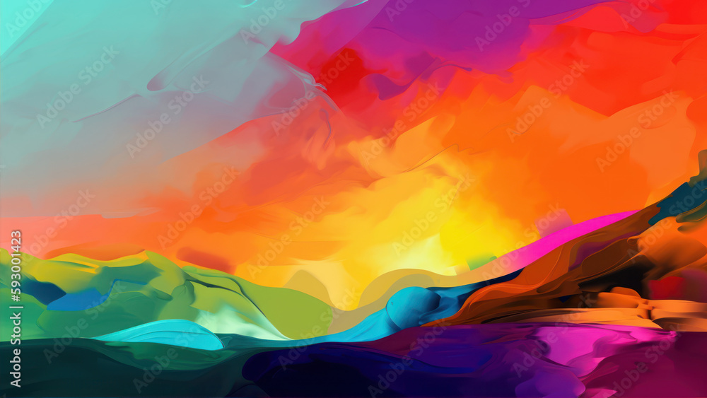 Poster abstract background with multicolored gradients and waves. illustration generative ai