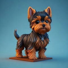 A creative image of 3D yorkshire terrier dog, Generative AI