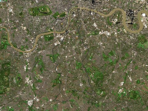 London Borough of Lambeth, England - Great Britain. Low-res satellite. No legend