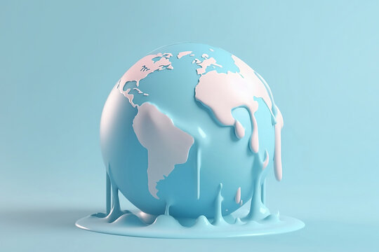 Global warming concept with melting planet earth. 