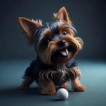 A creative image of 3D yorkshire terrier dog, Generative AI