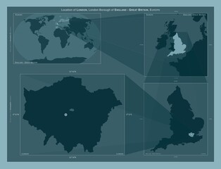 London, England - Great Britain. Described location diagram