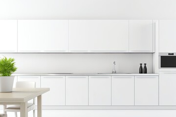 White contemporary kitchen interior. Generative AI