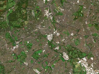 London Borough of Merton, England - Great Britain. Low-res satellite. No legend