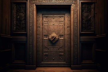 Beautiful Wooden Door. Generative AI