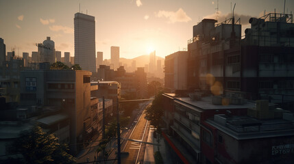 city skyline created with Generative AI Technology