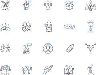 Successful business outline icons collection. Profit, Entrepreneur, Returns, Expansion, Growth, Market, Customers vector and illustration concept set. Leadership, Networking, Investing linear signs