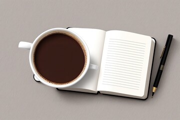 coffee and a  notebook art painting made with Generative AI technology