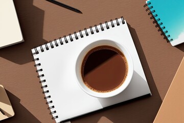 coffee and a  notebook art painting made with Generative AI technology