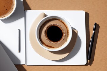 coffee and a  notebook art painting made with Generative AI technology