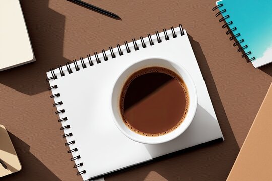 coffee and a  notebook art painting made with Generative AI technology