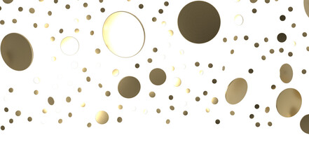 Golden serpentine confetti on transparent background. luxury isolated