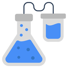 An editable design icon of chemical flask with dropper showing concept of experiment 