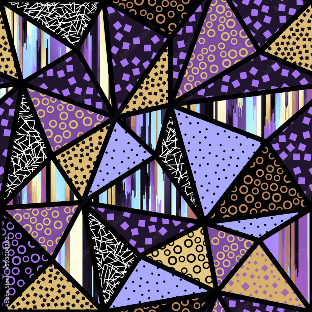 Poster block design geometric style. triangles pattern. seamless vector image.