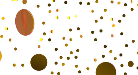 Golden serpentine confetti on transparent background. luxury isolated