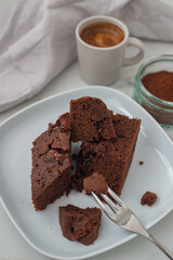 brownie cake. Dark chocolate brownie on a table