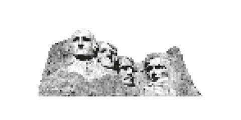 Pixel art Mount Rushmore Memorial