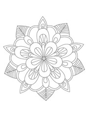 
 Flowers  Leaves Coloring page Adul and Flower Outline Illustration for Covering Book. Coloring book for kids and adults.
 