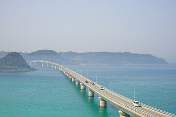 Fototapeta na wymiar Tsunoshima Ohashi Bridge in Yamaguchi, Japan - 日本 山口県 角島大橋 
