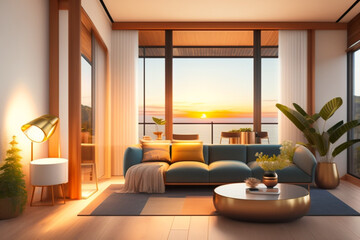 Fototapeta premium modern living luxury room generated Ai