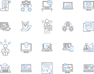 Working enterprise outline icons collection. Enterprise, Working, Business, Organization, Firm, Company, Corporation vector and illustration concept set. Department, Project, Office linear signs