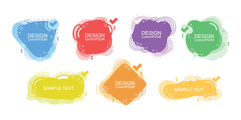 Set of frames for text. Flat shapes in memphis style. Header space.