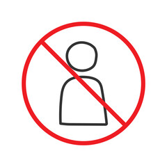 No People vector icon. Forbidden users icon. No user vector symbol. Prohibited people vector icon. Warning, caution, attention, restriction flat sign design pictogram. UX UI icon