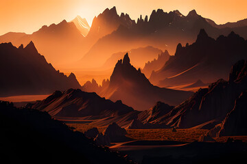 sunset in the mountains