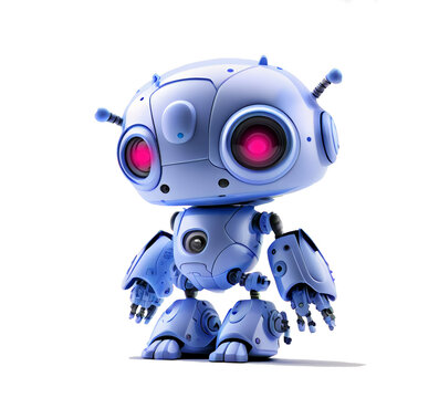cute robot on transparent background generative AI