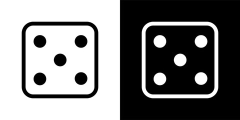Five. Black casino dice sign. Playing bones vector illustration. Dice vector icon.