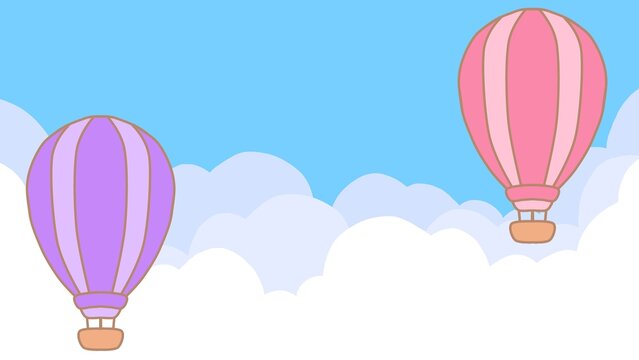 空に浮かぶ気球　イラスト