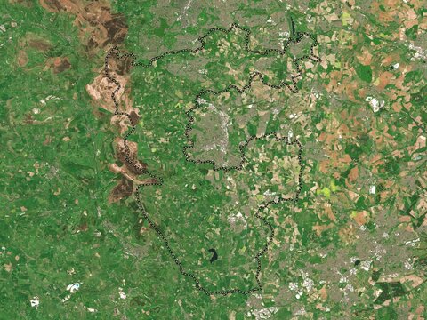 North East Derbyshire, England - Great Britain. Low-res Satellite. No Legend