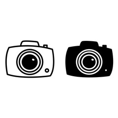 Camera icon. Photographer logo. Vector Illustration of Pocket Digital Camera. Trendy Symbol For Website Design