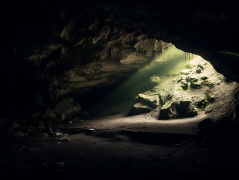 mysterious cave with a little sunshine