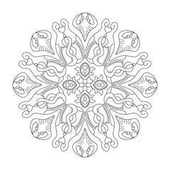 Mandala with hearts. Coloring page. Vector illustration.