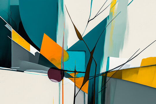 Paysage abstrait en peinture - Tableau contemporain - G&eacute;n&eacute;rative IA