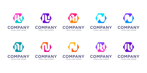 Set of letter n logo design