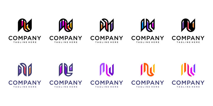 Set of letter n logo design