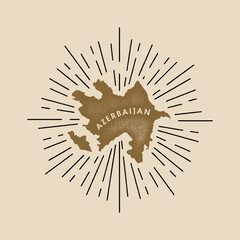 Vintage Azerbaijan map with grunge texture and emblem. Azerbaijan vintage print for t-shirt. Trendy Hipster design. Vector illustration