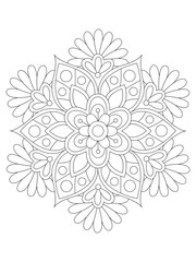  
Flower mandala illustration. Oriental pattern, vintage decorative elements Easy mandala kaleidoscope pattern on white background 
Adult coloring page 